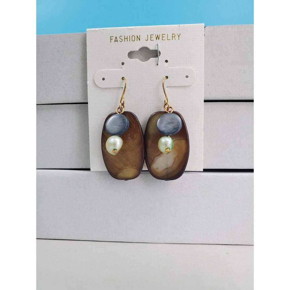 Dangle Drop Earring Brown Boho Western Layered Hook Pierced